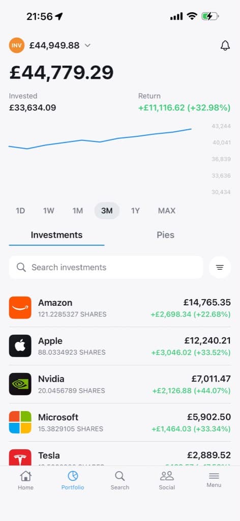 Trading 212 dashboard preview